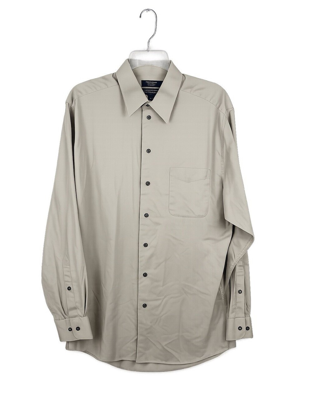 Dockers Microfiber Blend Dress Shirt Mens Medium Beige Button Front Career